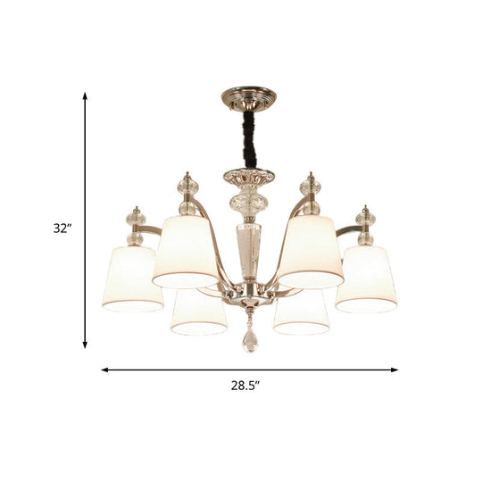 Modern Chrome Chandelier with Curved Arms - 3/6/8 Lights, White Glass Hanging Lamp Fixture