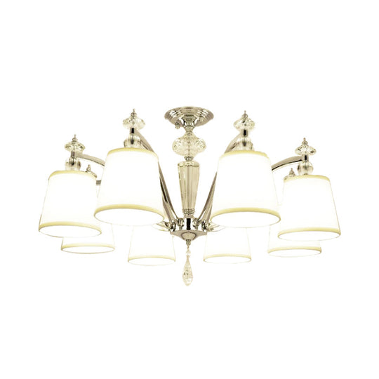 Modern Chrome Chandelier with Curved Arms - 3/6/8 Lights, White Glass Hanging Lamp Fixture