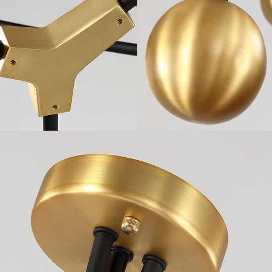 Modern Brass Ball Hanging Pendant Light with White Glass Shade - 2/5/7 Head Bedroom Chandelier
