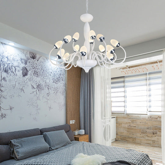 Contemporary Bud Bedroom Chandelier: Acrylic 15/22-Light Hanging Pendant, White