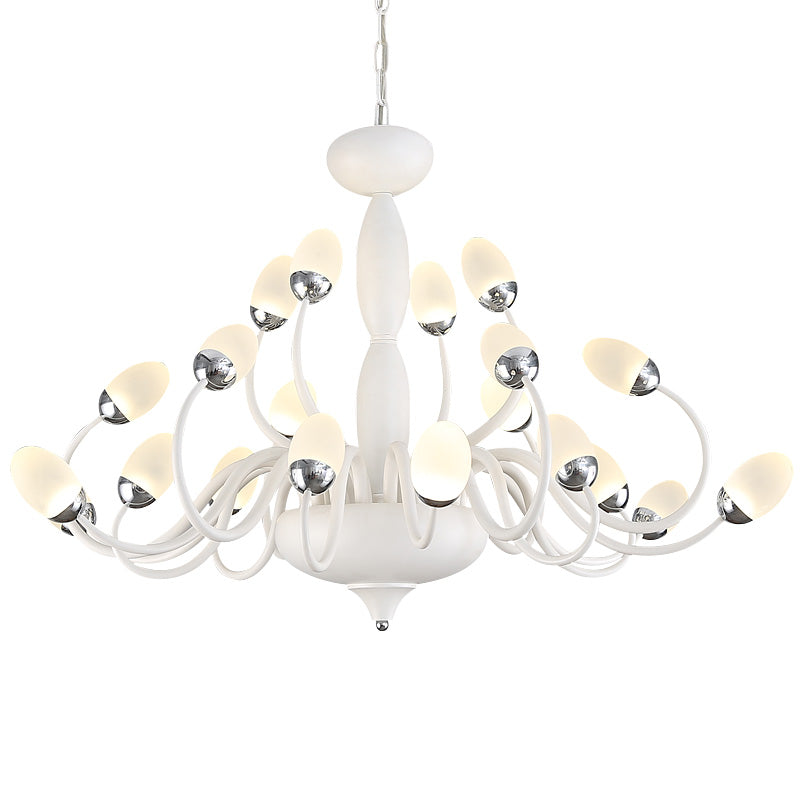Contemporary Bud Bedroom Chandelier: Acrylic 15/22-Light Hanging Pendant, White