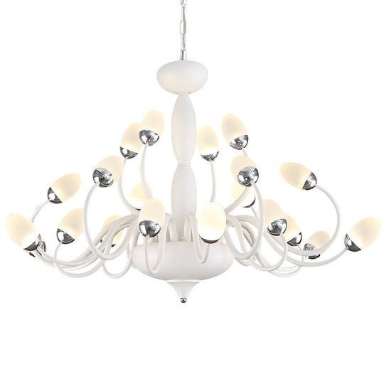 Contemporary Bud Bedroom Chandelier: Acrylic 15/22-Light Hanging Pendant, White