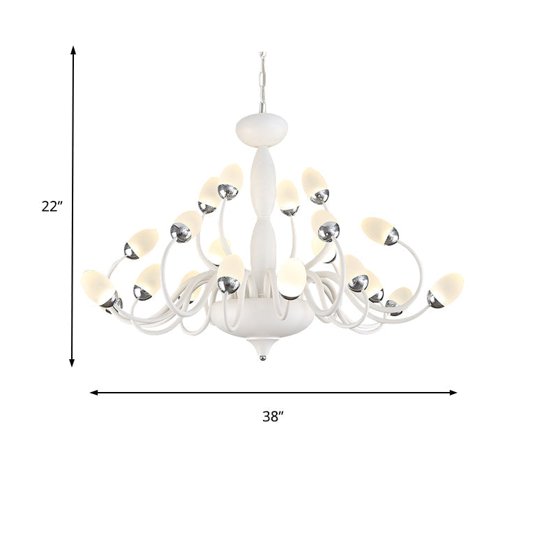 Contemporary Bud Bedroom Chandelier: Acrylic 15/22-Light Hanging Pendant, White