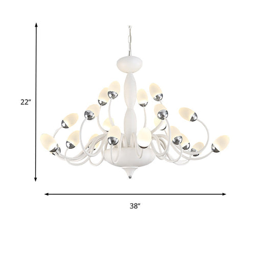 Contemporary Bud Bedroom Chandelier: Acrylic 15/22-Light Hanging Pendant, White