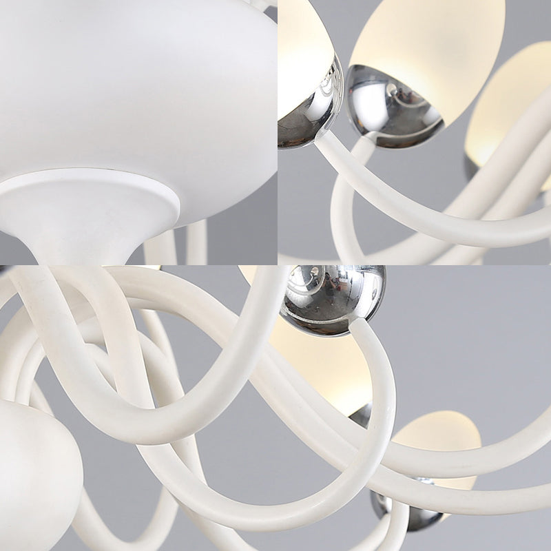 Contemporary Bud Bedroom Chandelier: Acrylic 15/22-Light Hanging Pendant, White