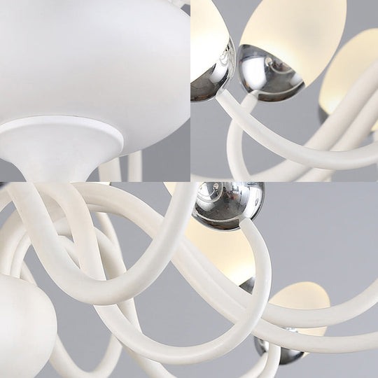 Contemporary Bud Bedroom Chandelier: Acrylic 15/22-Light Hanging Pendant, White