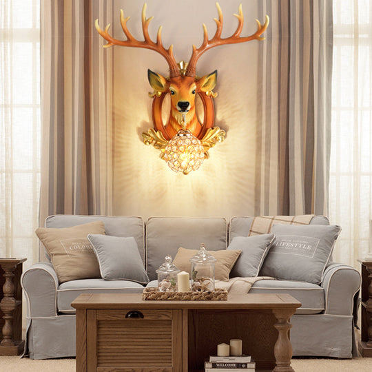 Elk Backplate Crystal Ball Wall Sconce in White/Gold - Countryside Lighting