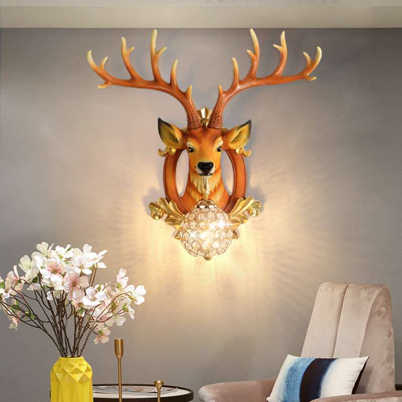 Elk Backplate Crystal Ball Wall Sconce in White/Gold - Countryside Lighting