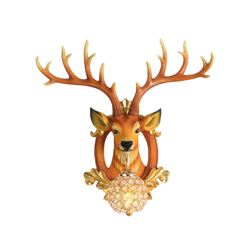 Elk Backplate Crystal Ball Wall Sconce in White/Gold - Countryside Lighting