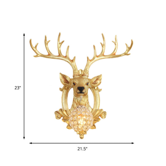 Elk Backplate Crystal Ball Wall Sconce in White/Gold - Countryside Lighting