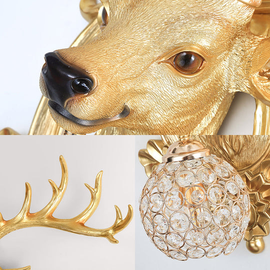 Elk Backplate Crystal Ball Wall Sconce in White/Gold - Countryside Lighting