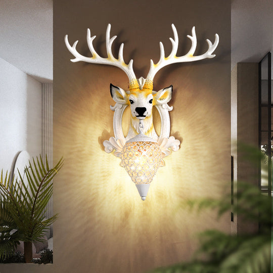 Elk Backplate Crystal Ball Wall Sconce in White/Gold - Countryside Lighting