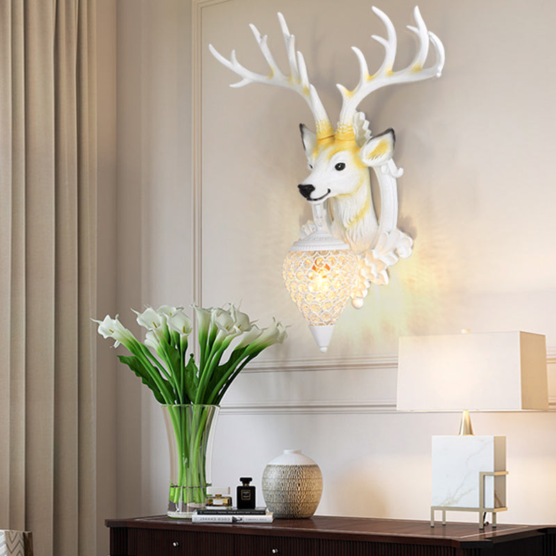 Elk Backplate Crystal Ball Wall Sconce in White/Gold - Countryside Lighting