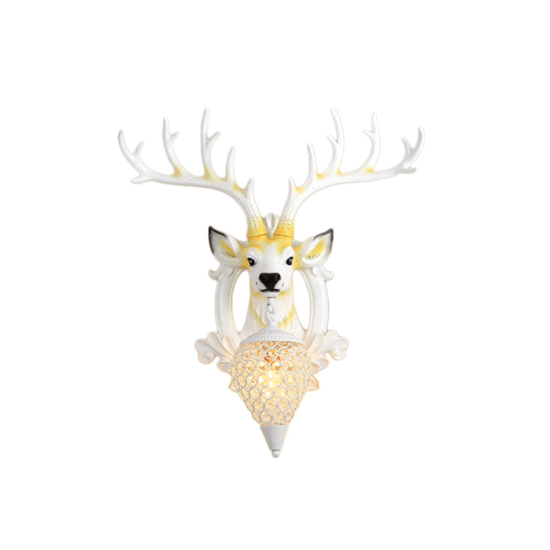 Elk Backplate Crystal Ball Wall Sconce in White/Gold - Countryside Lighting