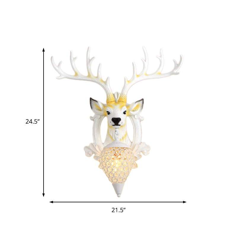 Elk Backplate Crystal Ball Wall Sconce in White/Gold - Countryside Lighting