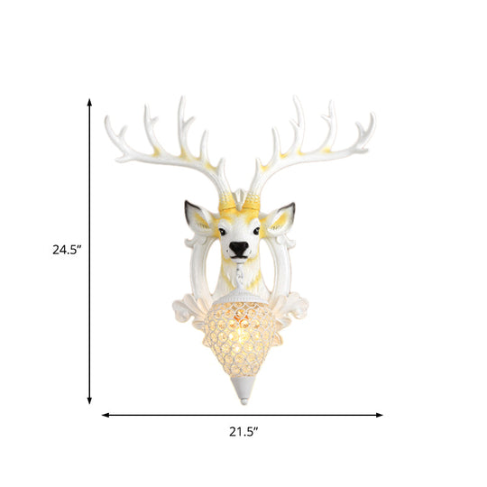 Elk Backplate Crystal Ball Wall Sconce in White/Gold - Countryside Lighting