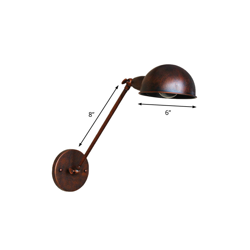 Rustic 1 Light Wall Sconce - Farmhouse Wrought Iron Adjustable Lamp for Bedside