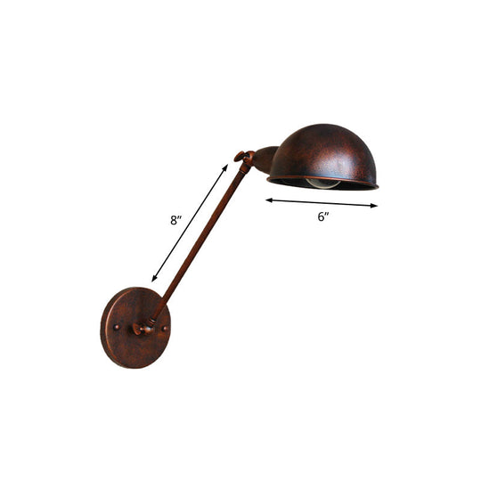 Rustic 1 Light Wall Sconce - Farmhouse Wrought Iron Adjustable Lamp for Bedside