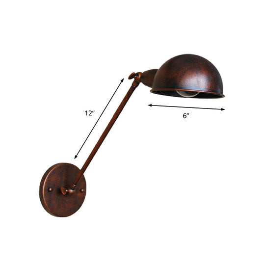 Rustic 1 Light Wall Sconce - Farmhouse Wrought Iron Adjustable Lamp for Bedside