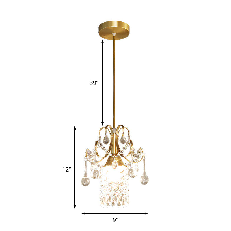 Contemporary Gold Ceiling Pendant Light with Clear Crystal Shade - Perfect for Kitchen