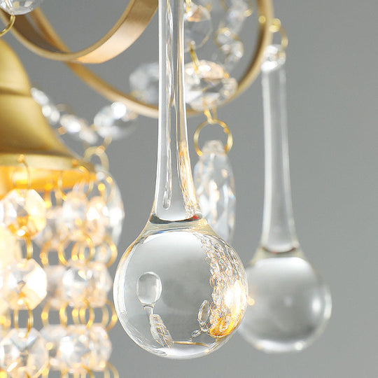 Contemporary Gold Ceiling Pendant Light with Clear Crystal Shade - Perfect for Kitchen