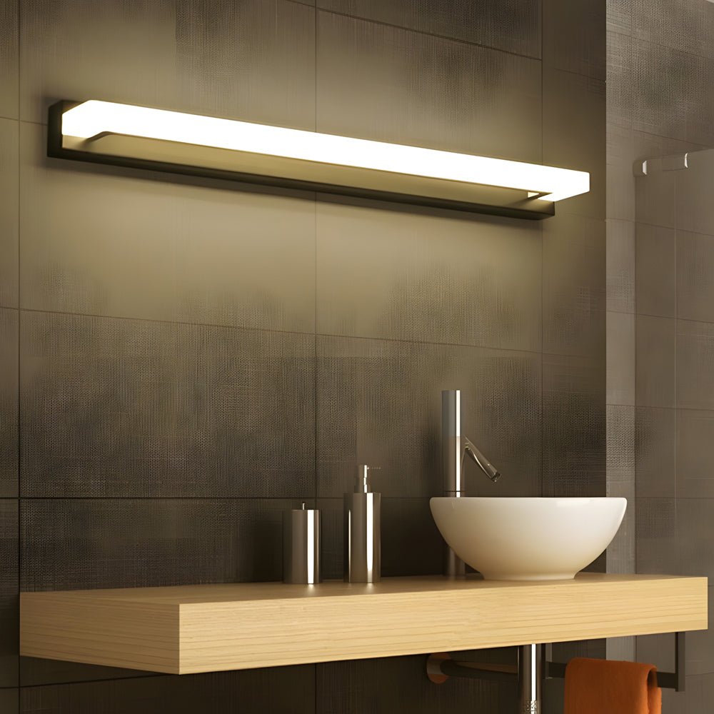 15.74'' Linear LED Vanity Light – Black Bathroom Fixture with Mesh Light Filter