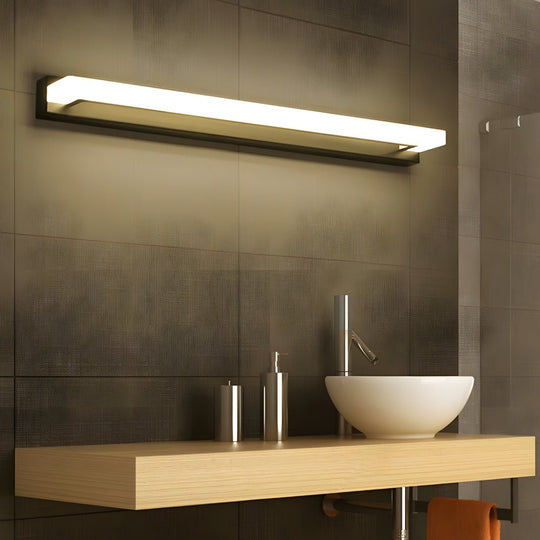 15.74'' Linear LED Vanity Light – Black Bathroom Fixture with Mesh Light Filter