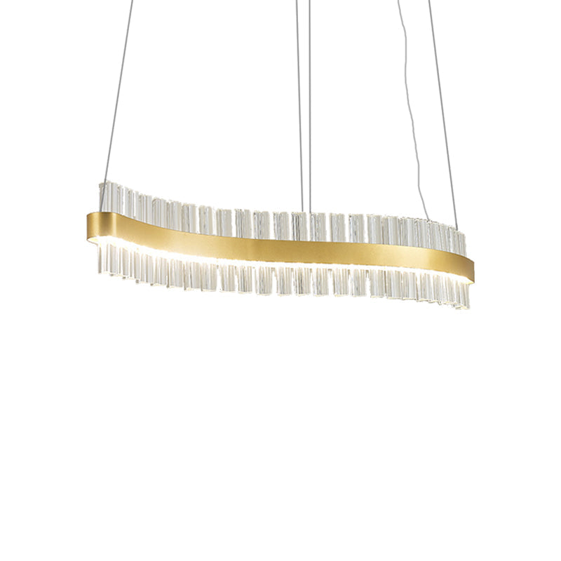 Modern Gold LED Hanging Glass Wavy Chandelier for Kitchen Island - 35.5"/47" Wide, Third Gear