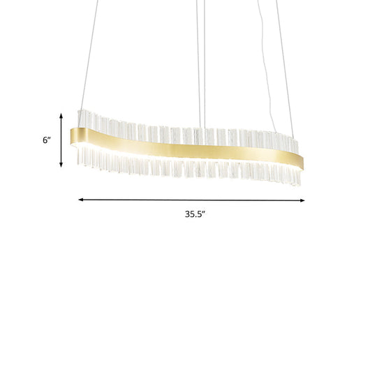 Modern Gold LED Hanging Glass Wavy Chandelier for Kitchen Island - 35.5"/47" Wide, Third Gear