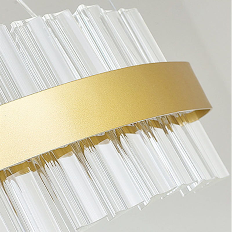 Modern Gold LED Hanging Glass Wavy Chandelier for Kitchen Island - 35.5"/47" Wide, Third Gear