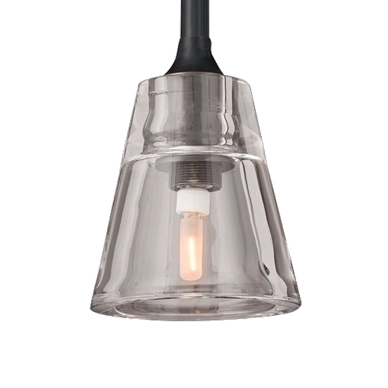 Modern Black/Brass/Chrome Cone Pendant Lamp with LED Double Smoke Glass Ceiling Fixture