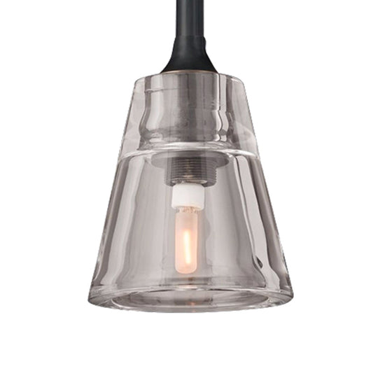 Modern Black/Brass/Chrome Cone Pendant Lamp with LED Double Smoke Glass Ceiling Fixture