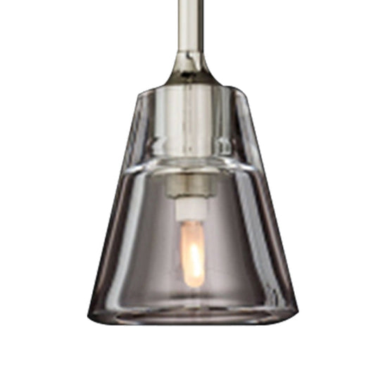 Modern Black/Brass/Chrome Cone Pendant Lamp with LED Double Smoke Glass Ceiling Fixture