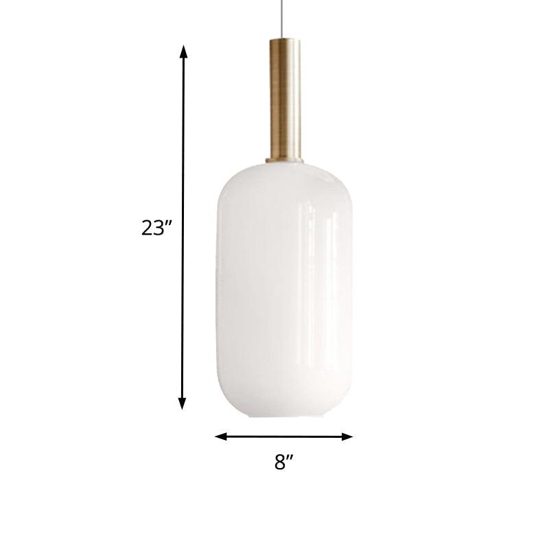 Modern White Glass Pendant Lighting – 1 Light Brass LED Ceiling Lamp Fixture