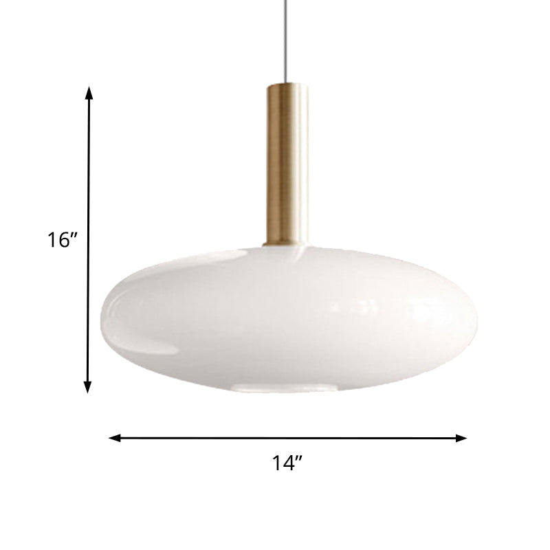 Modern White Glass Pendant Lighting – 1 Light Brass LED Ceiling Lamp Fixture