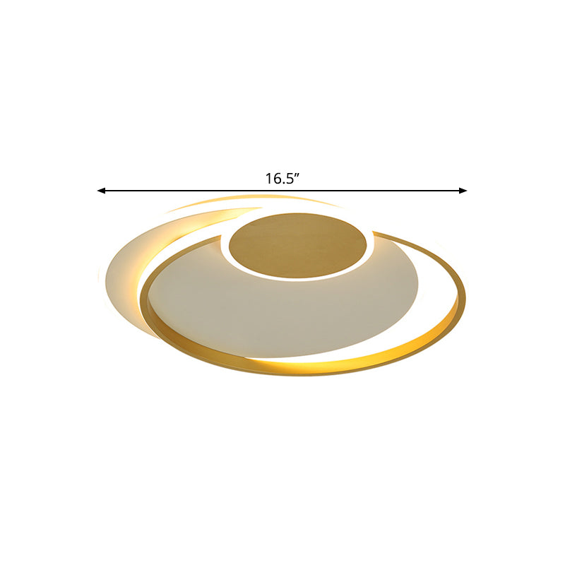 Minimalist LED Gold Flush Mount Lamp - Metallic Shade, Warm/White Light, 16.5"/20.5" W