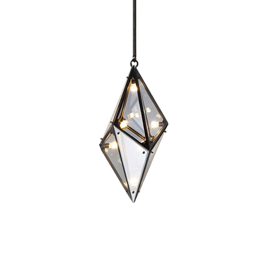 Modernist Diamond Pendant Lamp with Multi Lights - Amber/Smoke Glass - Living Room Ceiling Light - LED - 23.5"/31"/42" Wide