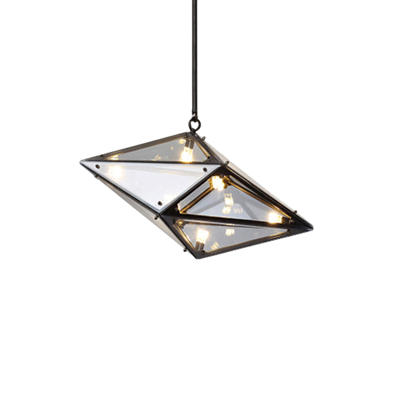 Modernist Diamond Pendant Lamp with Multi Lights - Amber/Smoke Glass - Living Room Ceiling Light - LED - 23.5"/31"/42" Wide