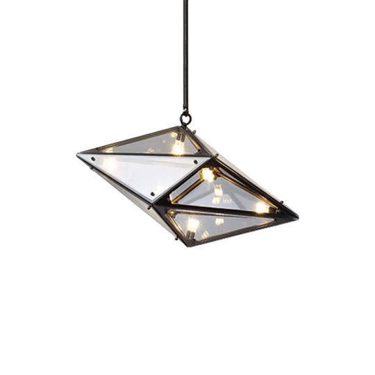 Modernist Diamond Pendant Lamp with Multi Lights - Amber/Smoke Glass - Living Room Ceiling Light - LED - 23.5"/31"/42" Wide