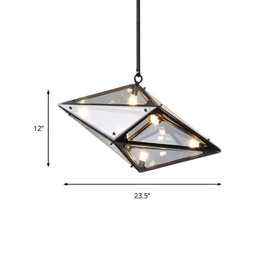 Modernist Diamond Pendant Lamp with Multi Lights - Amber/Smoke Glass - Living Room Ceiling Light - LED - 23.5"/31"/42" Wide