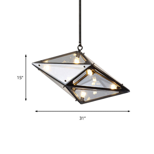 Modernist Diamond Pendant Lamp with Multi Lights - Amber/Smoke Glass - Living Room Ceiling Light - LED - 23.5"/31"/42" Wide
