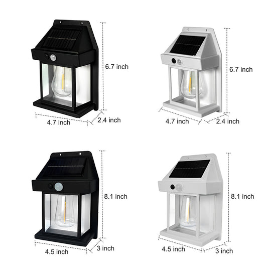 Tungsten Bulb Solar Wall Lanterns Dusk to Dawn Motion Sensor Lighting