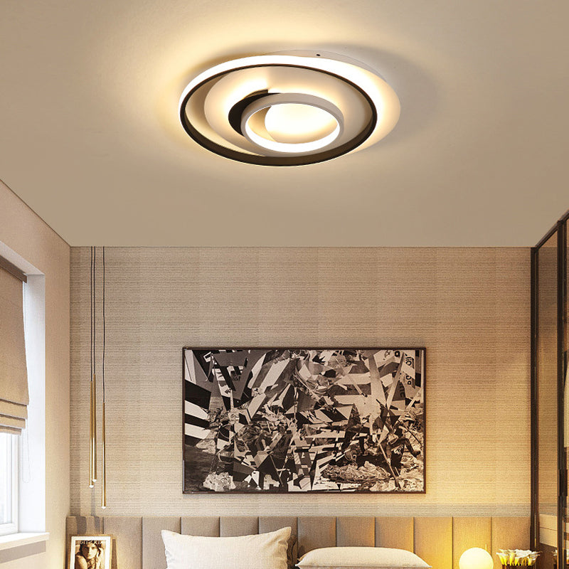 Modern Black Flush Ceiling Lighting Fixture - 18"/21.5" Round Acrylic LED Flush Light in Warm/White