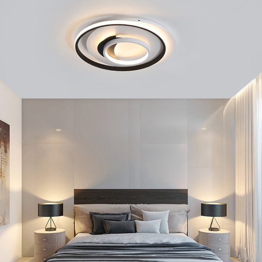 Modern Black Flush Ceiling Lighting Fixture - 18"/21.5" Round Acrylic LED Flush Light in Warm/White