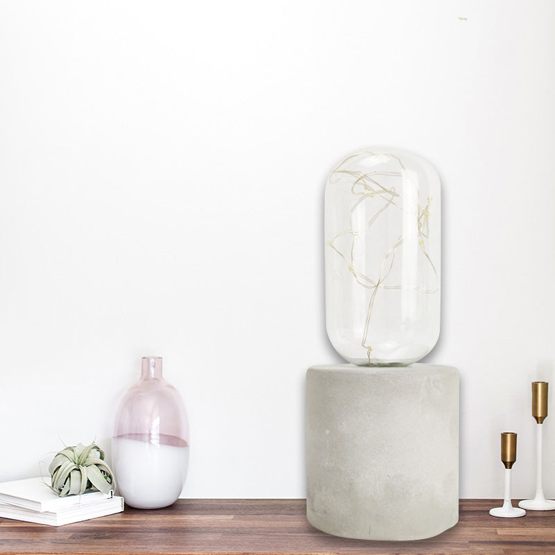 Industrial Cement Table Lamp in Gray for Kids' Bedroom Lighting