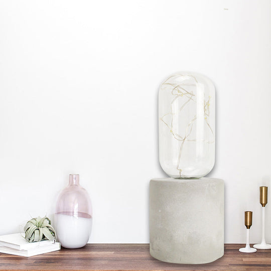 Industrial Cement Table Lamp in Gray for Kids' Bedroom Lighting