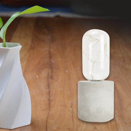 Industrial Cement Table Lamp in Gray for Kids' Bedroom Lighting