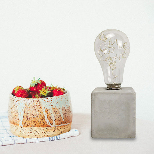 Industrial Cement Table Lamp in Gray for Kids' Bedroom Lighting