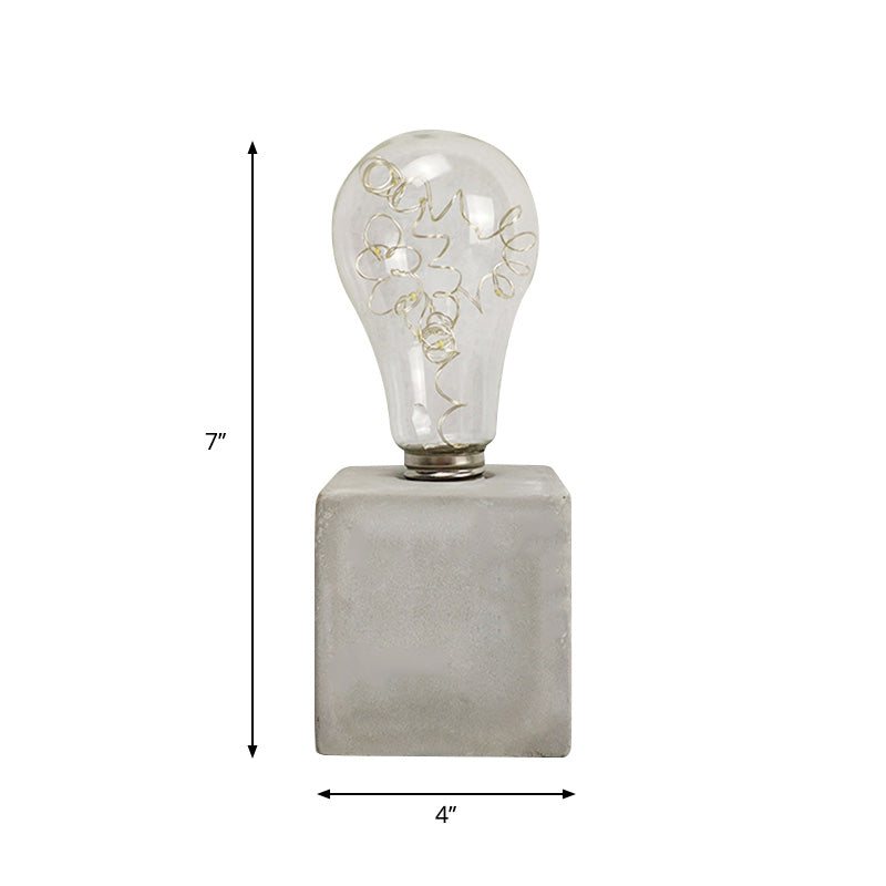 Industrial Cement Table Lamp in Gray for Kids' Bedroom Lighting