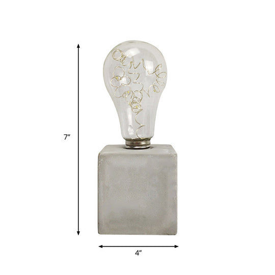 Industrial Cement Table Lamp in Gray for Kids' Bedroom Lighting